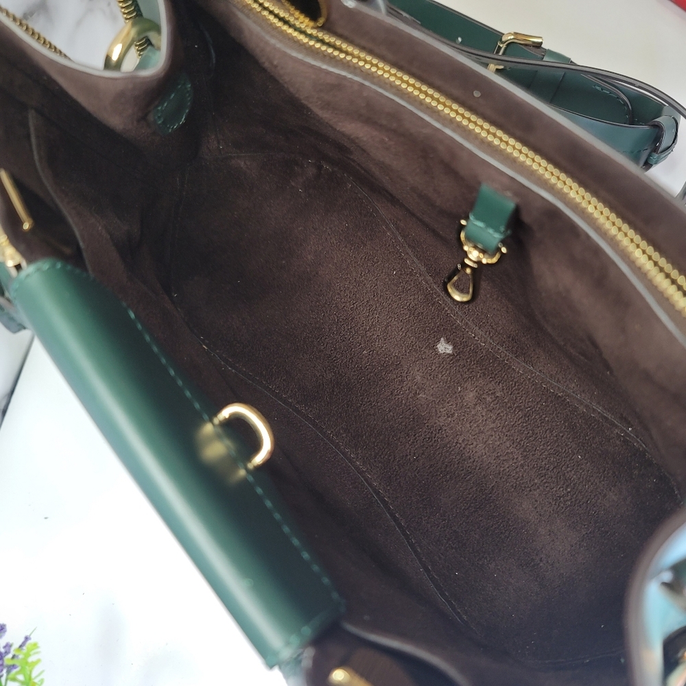 Michael Kors Green Blakely Leather Satchel Handbag - Picture 13 of 14